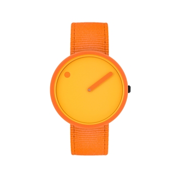 Picto - Gebranntes gelbes Zifferblatt mit gebranntem orangefarbenem Armband - 40 mm